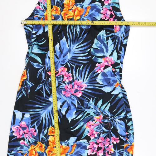 Wallis Petite Multicoloured Floral Shift Dress Size 16 Sleeveless