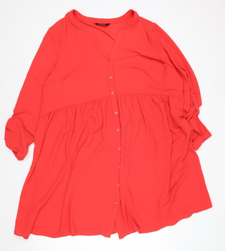 Evans Women’s Red Plus Size 22 Button Up Knee Length Shirt Dress