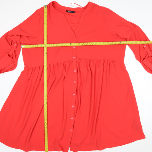Evans Women’s Red Plus Size 22 Button Up Knee Length Shirt Dress