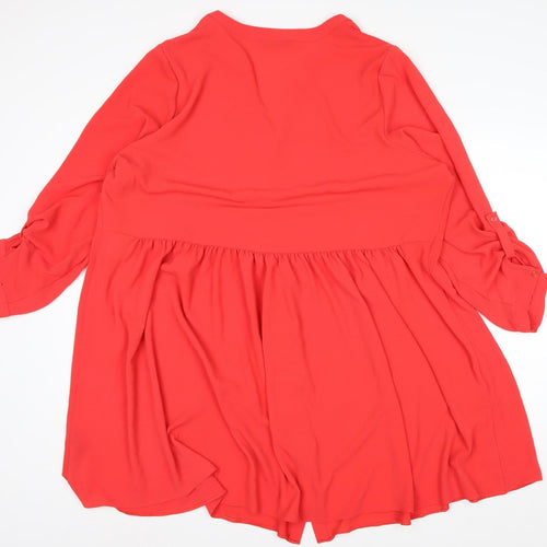 Evans Women’s Red Plus Size 22 Button Up Knee Length Shirt Dress