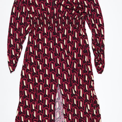 New Look Womens Multicoloured Geometric A-Line Jersey Dress Size 16