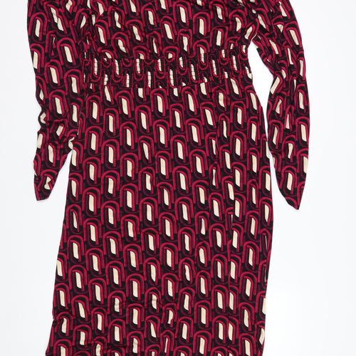 New Look Womens Multicoloured Geometric A-Line Jersey Dress Size 16