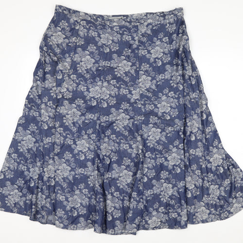Marks and Spencer Women Blue Floral A-Line Skirt Size 18