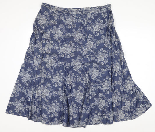 Marks and Spencer Women Blue Floral A-Line Skirt Size 18