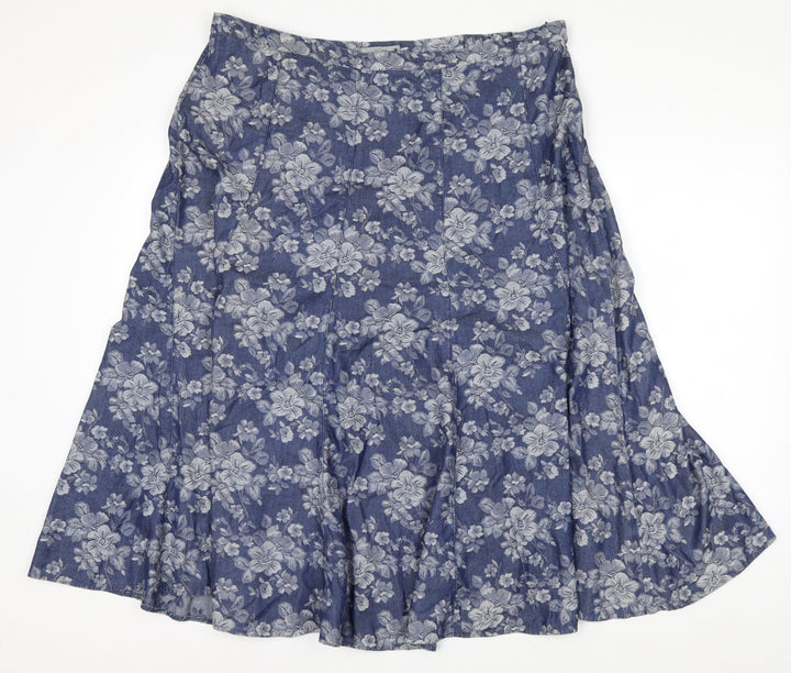 Marks and Spencer Women Blue Floral A-Line Skirt Size 18