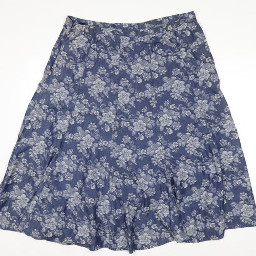 Marks and Spencer Women Blue Floral A-Line Skirt Size 18
