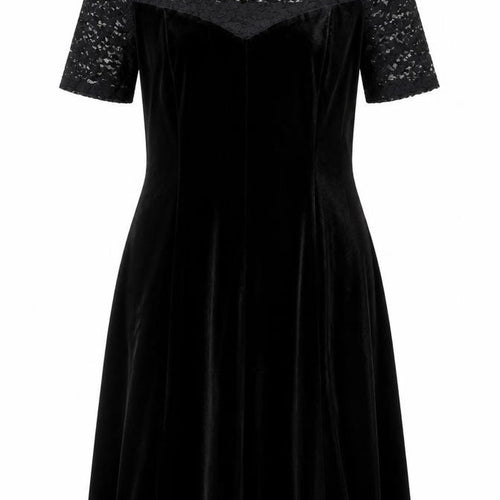 Marks and Spencer Women’s Black Velvet Lace Fit & Flare Dress Size 12