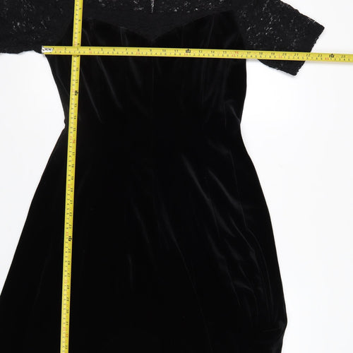 Marks and Spencer Women’s Black Velvet Lace Fit & Flare Dress Size 12