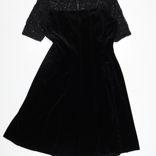 Marks and Spencer Women’s Black Velvet Lace Fit & Flare Dress Size 12