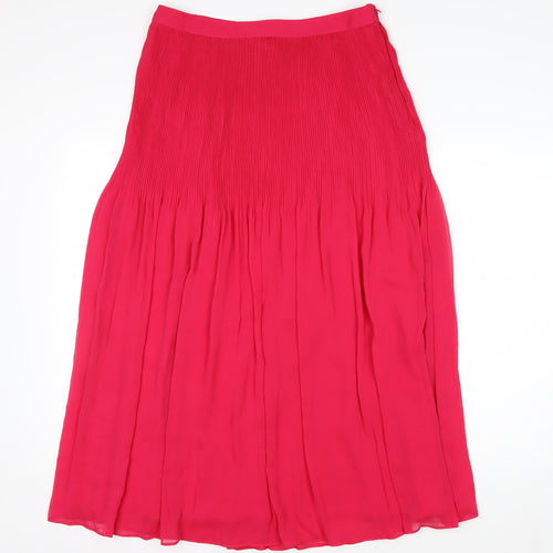 Marks and Spencer Women's Pink Pleated Midi Skirt Size 12