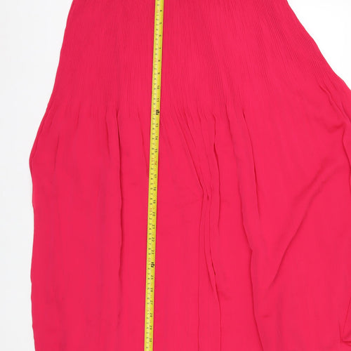 Marks and Spencer Women's Pink Pleated Midi Skirt Size 12