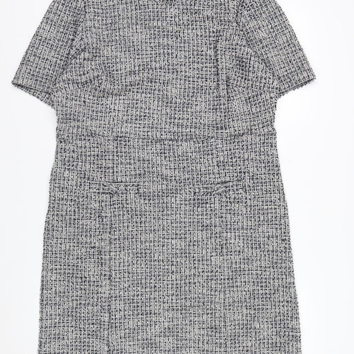 ET VOUS Women’s Grey Shift Dress Size 14 Tweed Workwear Short Sleeve