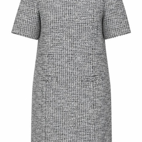 ET VOUS Women’s Grey Shift Dress Size 14 Tweed Workwear Short Sleeve