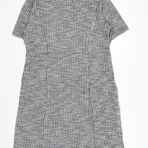 ET VOUS Women’s Grey Shift Dress Size 14 Tweed Workwear Short Sleeve