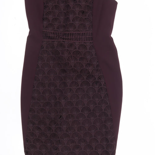 Mint Velvet Women’s Purple Lace Sheath Dress Size 12 Sleeveless Halter