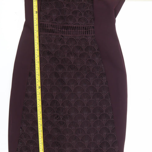 Mint Velvet Women’s Purple Lace Sheath Dress Size 12 Sleeveless Halter