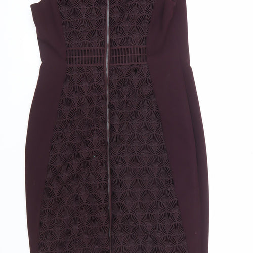 Mint Velvet Women’s Purple Lace Sheath Dress Size 12 Sleeveless Halter