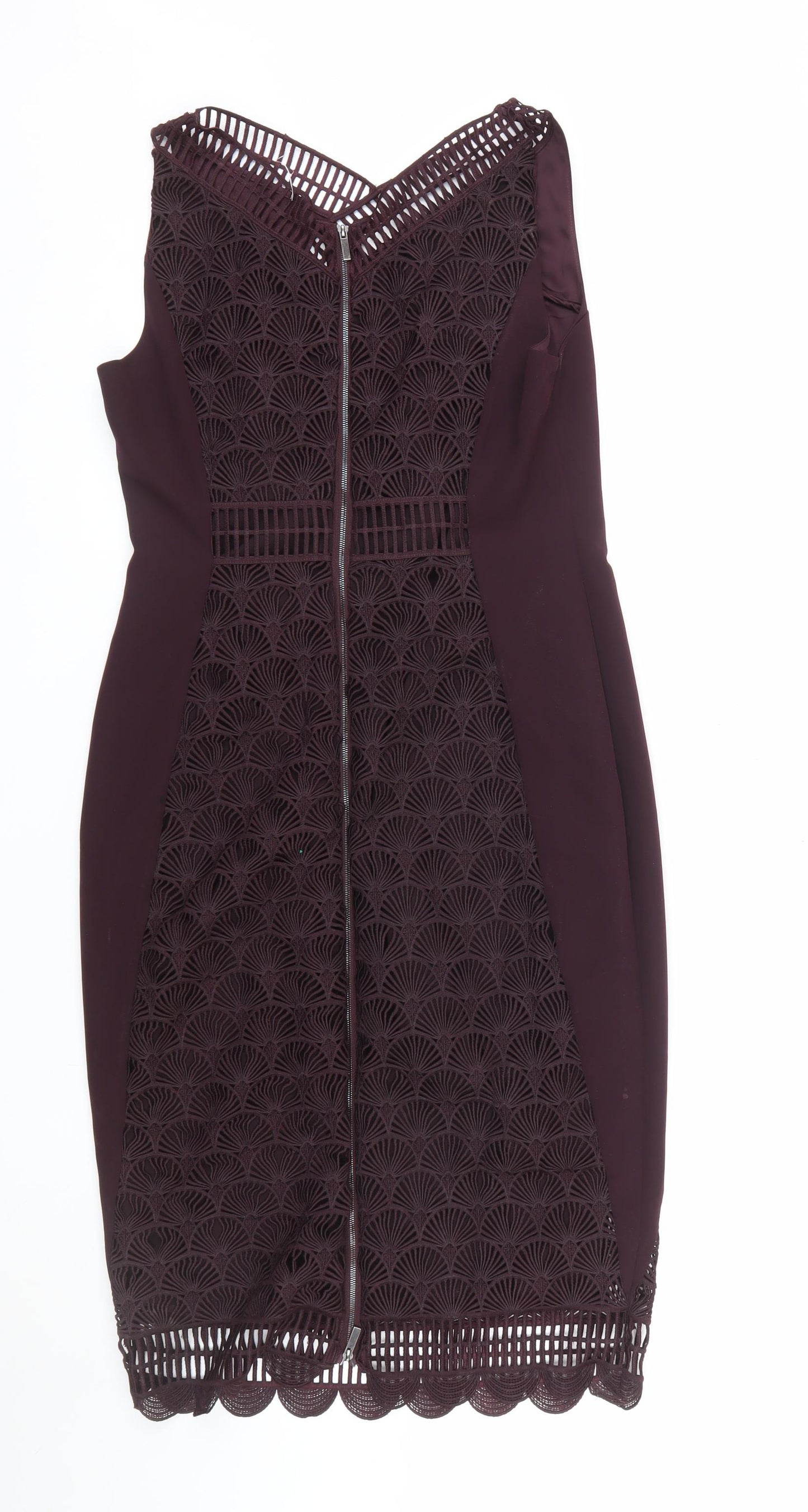 Mint Velvet Women’s Purple Lace Sheath Dress Size 12 Sleeveless Halter