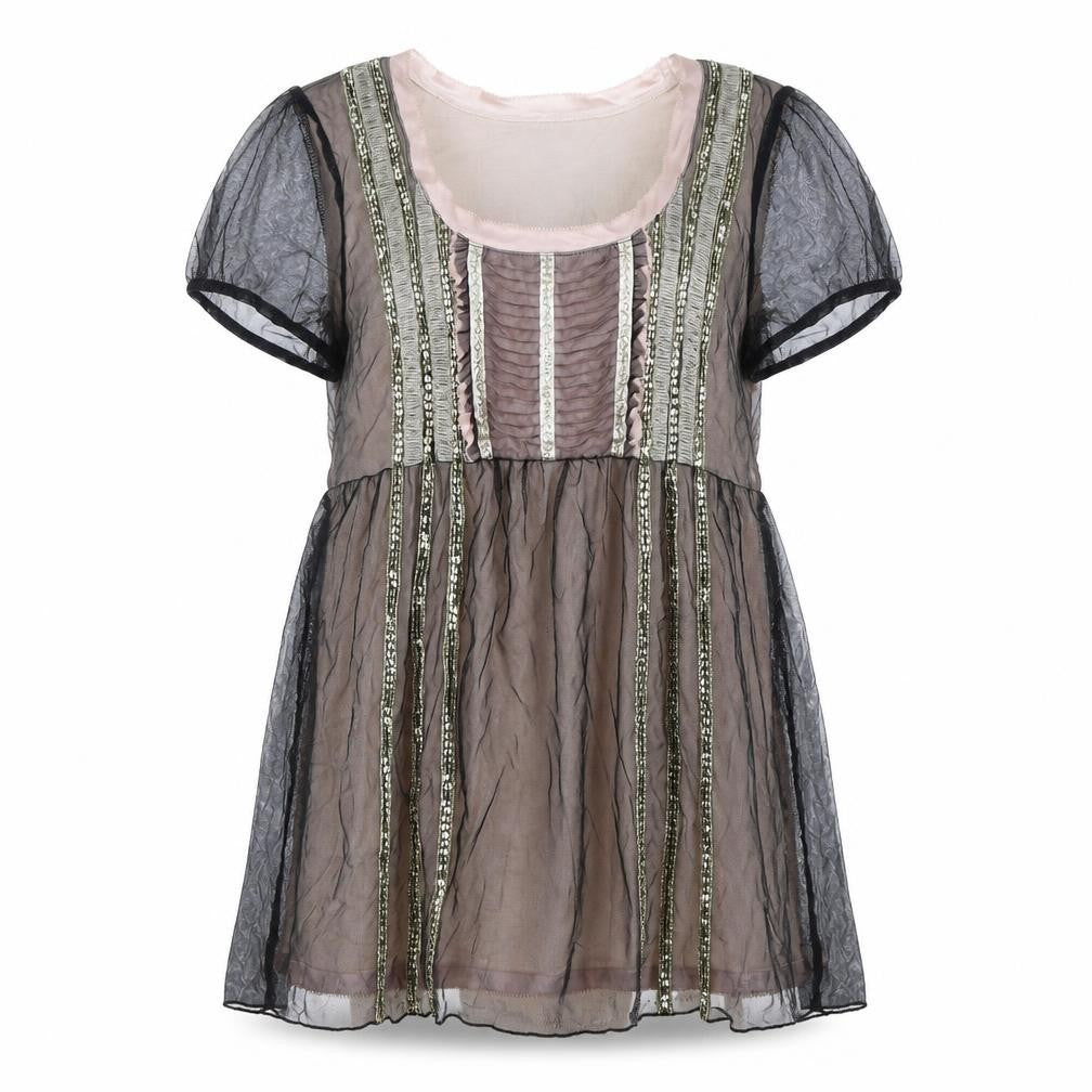 Next Signature Women's Beige Sequin Short Sleeve Shift Dress Size 12