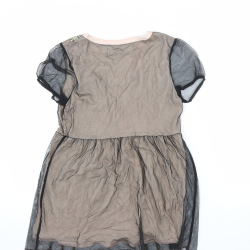 Next Signature Women's Beige Sequin Short Sleeve Shift Dress Size 12