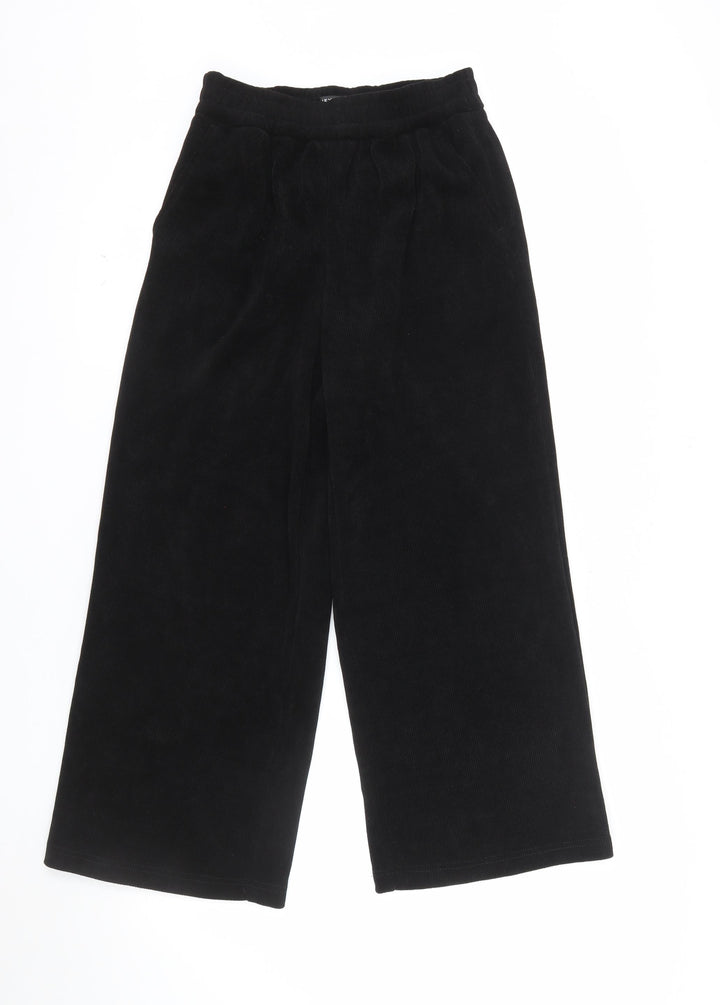 Next Petite Women's Black Corduroy Wide-Leg Trousers UK 6P