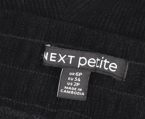 Next Petite Women's Black Corduroy Wide-Leg Trousers UK 6P