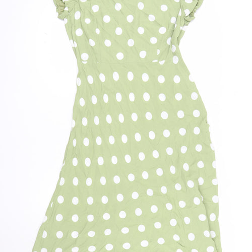 Marks and Spencer Women’s Green Polka Dot Midi A-Line Dress Size 14