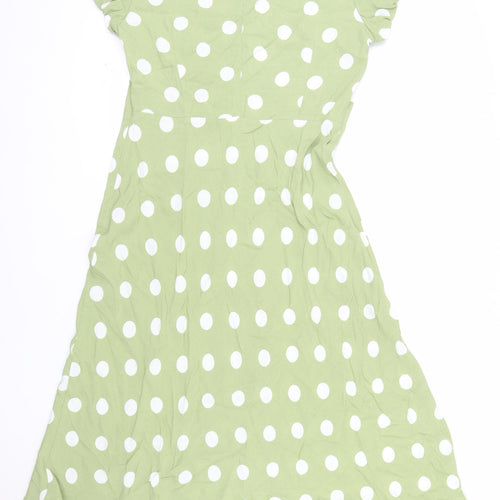 Marks and Spencer Women’s Green Polka Dot Midi A-Line Dress Size 14