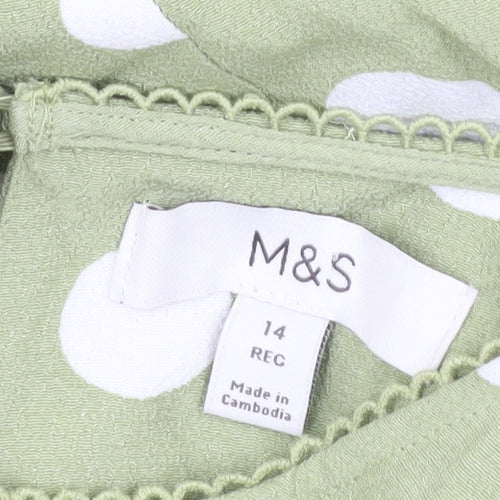 Marks and Spencer Women’s Green Polka Dot Midi A-Line Dress Size 14