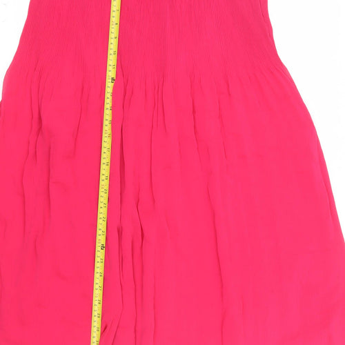 Marks and Spencer Women Pink Pleated Knee Length Chiffon Skirt Size 10