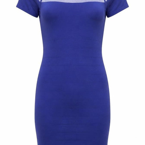 Rumour London Women Blue XS Bodycon Knit Short Sleeve Dress