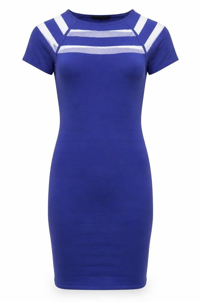 Rumour London Women Blue XS Bodycon Knit Short Sleeve Dress