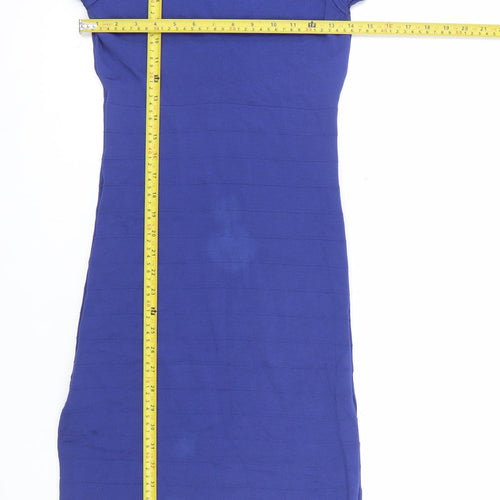Rumour London Women Blue XS Bodycon Knit Short Sleeve Dress