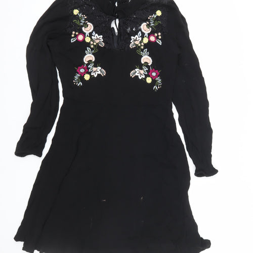 Red Herring Women's Black Floral Lace Fit & Flare Dress Size 12