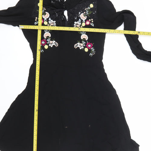 Red Herring Women's Black Floral Lace Fit & Flare Dress Size 12