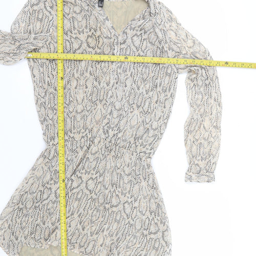 MNG Collection Women Beige Snake Print Short Shift Dress Size S