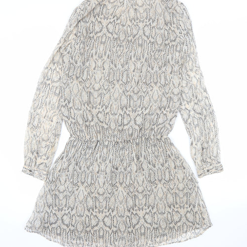 MNG Collection Women Beige Snake Print Short Shift Dress Size S