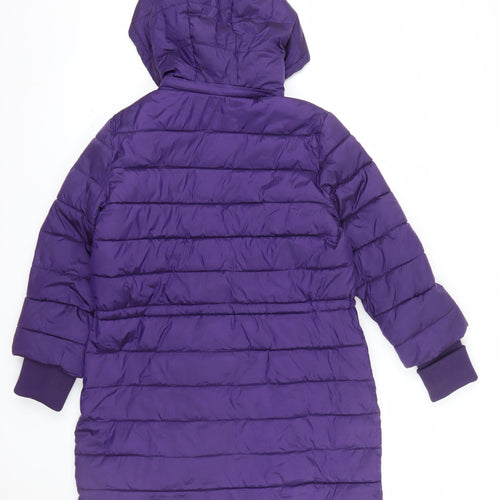 Gallery Women’s Purple Hooded Puffer Jacket UK 14 Lined Zip Coat