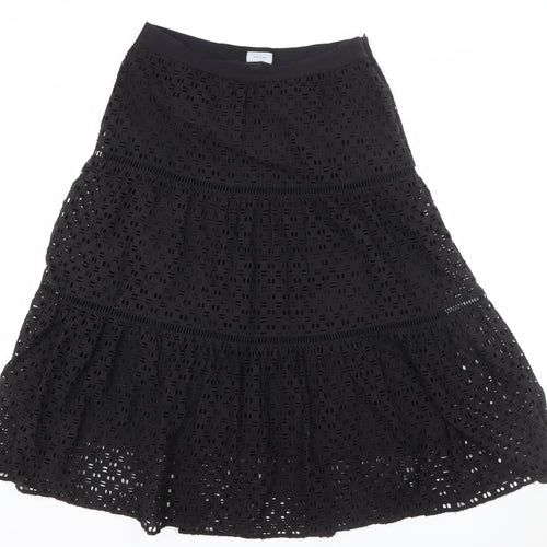 Jigsaw Women’s Black Cotton Lace A-Line Midi Skirt Size 14