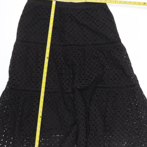 Jigsaw Women’s Black Cotton Lace A-Line Midi Skirt Size 14