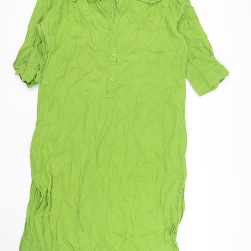 Zara Womens Green Lyocell Shirt Dress XL Half Sleeve