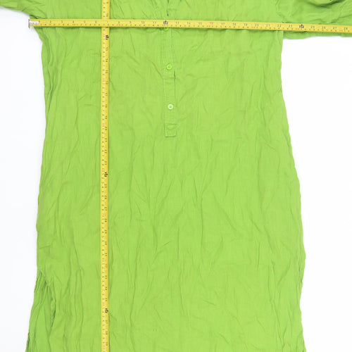 Zara Womens Green Lyocell Shirt Dress XL Half Sleeve