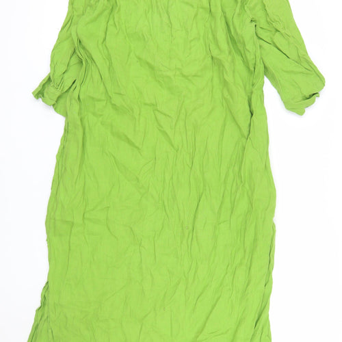 Zara Womens Green Lyocell Shirt Dress XL Half Sleeve
