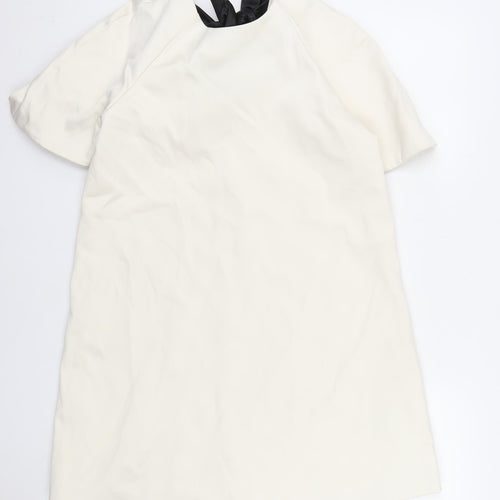 Marks and Spencer Women’s Ivory Shift Dress Size 8 Bow Detail
