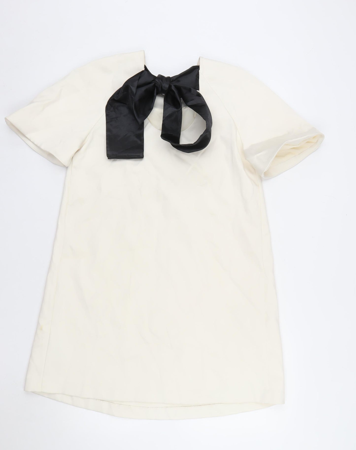 Marks and Spencer Women’s Ivory Shift Dress Size 8 Bow Detail