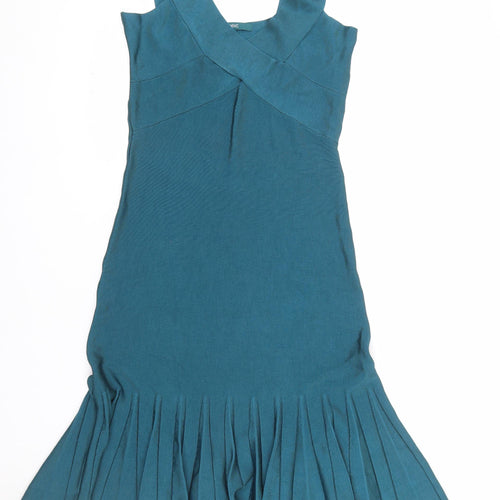 Next Women’s Blue Fit & Flare Pleated Sleeveless Knit Dress UK 12
