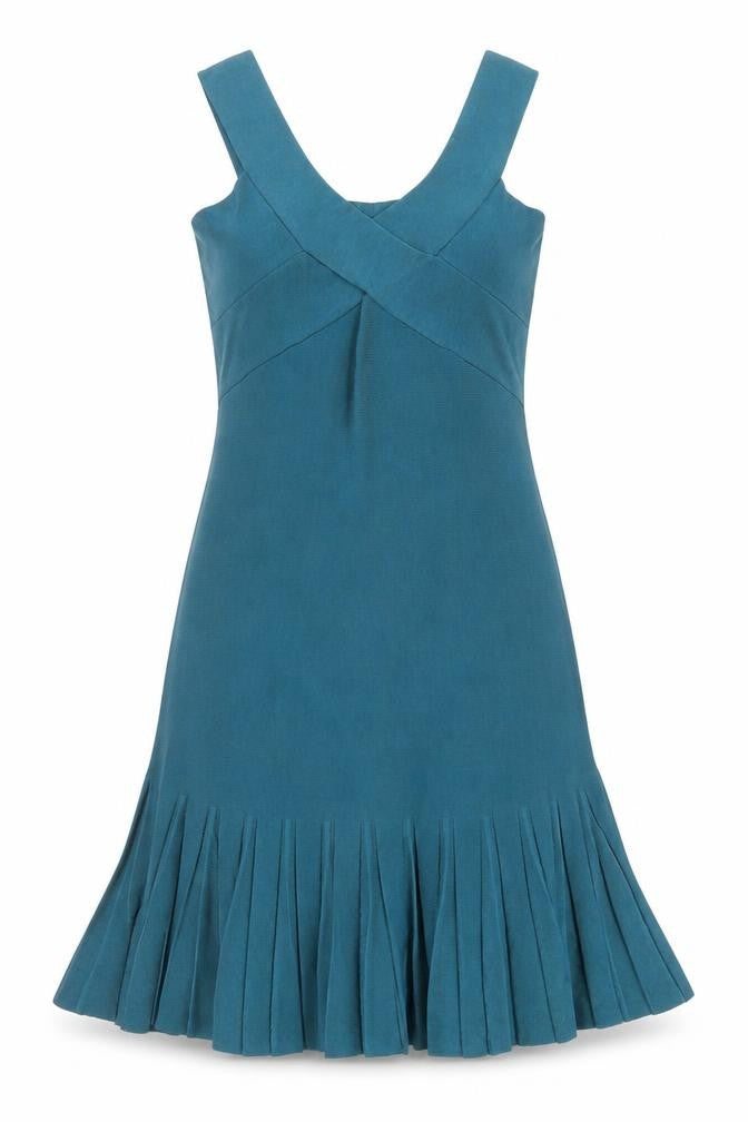 Next Women’s Blue Fit & Flare Pleated Sleeveless Knit Dress UK 12
