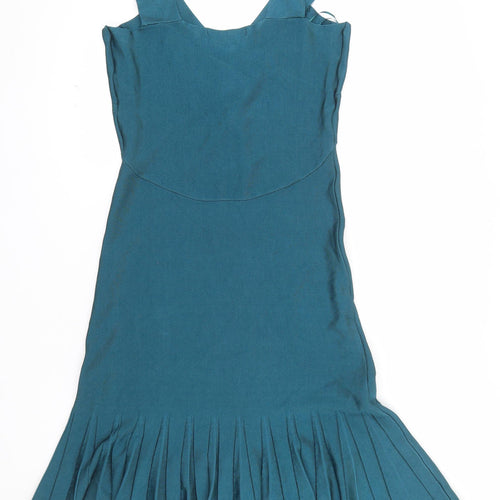 Next Women’s Blue Fit & Flare Pleated Sleeveless Knit Dress UK 12