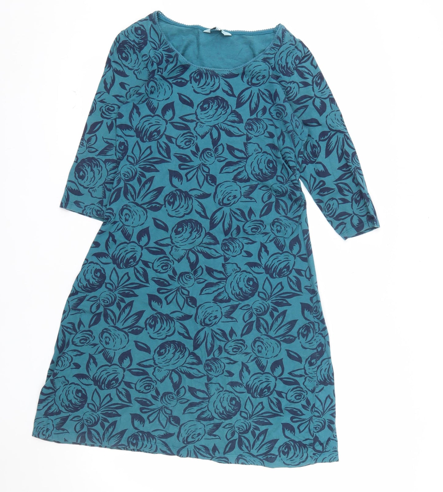 Dickins & Jones Women's Blue Floral Cotton Shift Dress Size 10