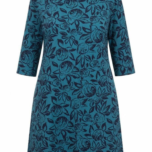 Dickins & Jones Women's Blue Floral Cotton Shift Dress Size 10